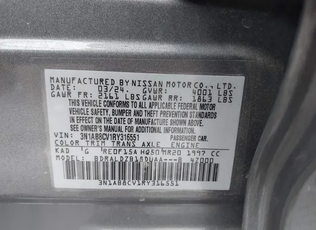 3N1AB8CV1RY316551 2024 2024 Nissan Sentra- Sv Xtronic Cvt 9