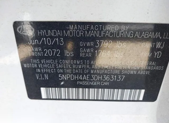 5NPDH4AE3DH363137 2013 2013 Hyundai Elantra- Gls 9