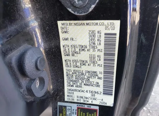 1N6AD0CW3AC436962 2010 2010 Nissan Frontier- SE 9