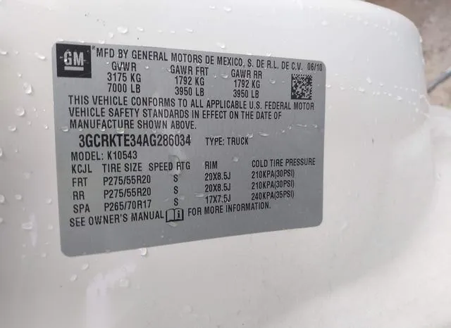 3GCRKTE34AG286034 2010 2010 Chevrolet Silverado 1500- Ltz 9