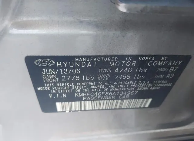 KMHFC46F86A134967 2006 2006 Hyundai Azera- Limited/Se 9