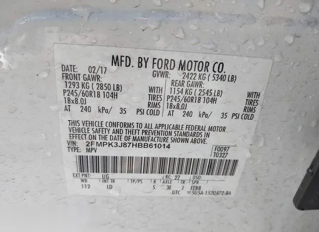 2FMPK3J87HBB61014 2017 2017 Ford Edge- Sel 9