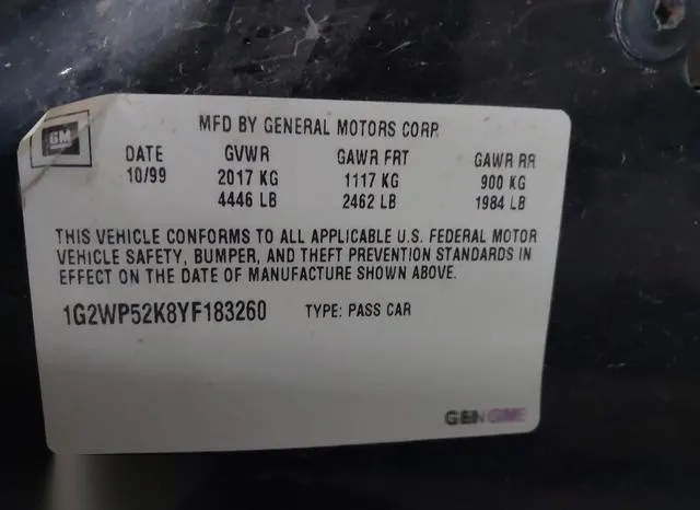 1G2WP52K8YF183260 2000 2000 Pontiac Grand- Prix GT 9