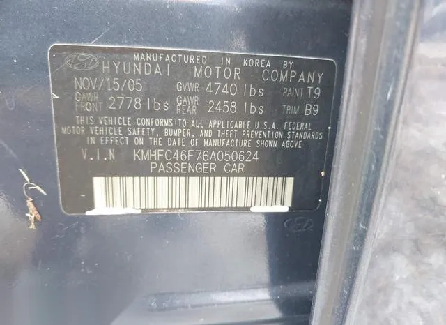 KMHFC46F76A050624 2006 2006 Hyundai Azera- Limited/Se 9