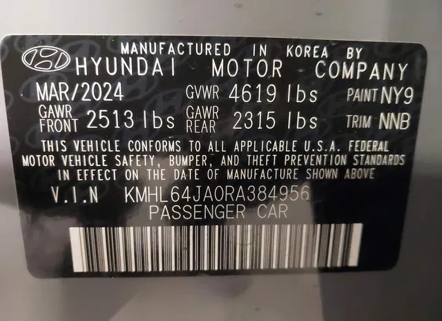 KMHL64JA0RA384956 2024 2024 Hyundai Sonata- Sel 9