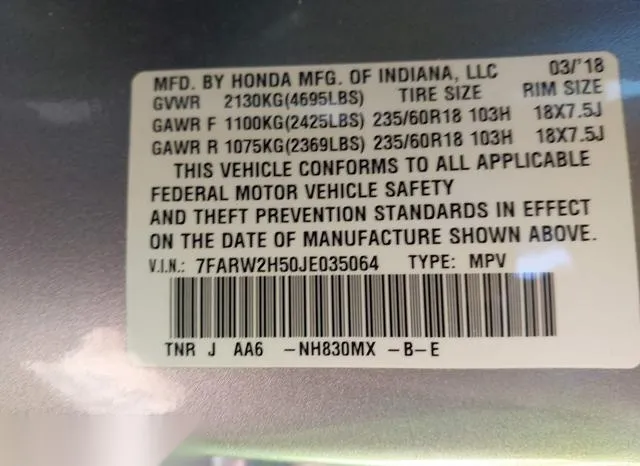 7FARW2H50JE035064 2018 2018 Honda CR-V- EX 9