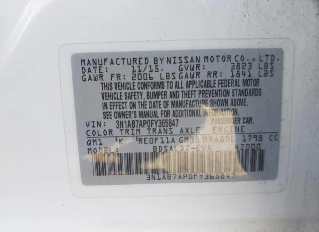 3N1AB7AP0FY365847 2015 2015 Nissan Sentra- SV 9