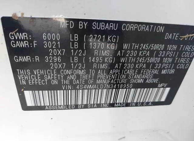 4S4WMALD7N3418950 2022 2022 Subaru Ascent- Limited 9