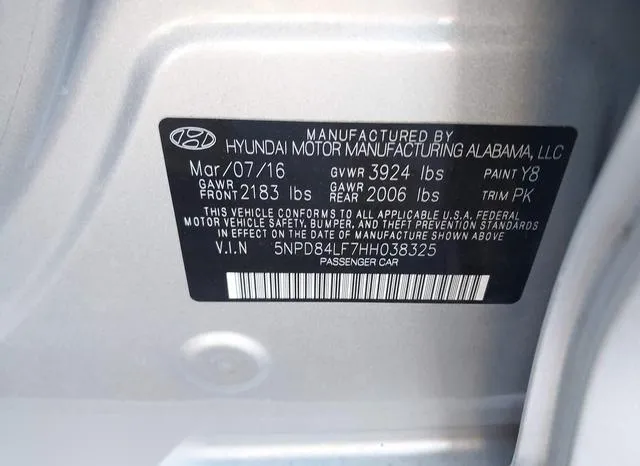 5NPD84LF7HH038325 2017 2017 Hyundai Elantra- SE 9