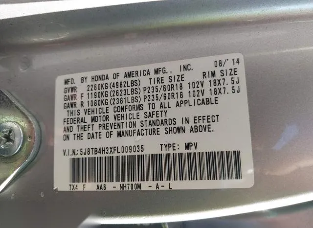 5J8TB4H3XFL009035 2015 2015 Acura RDX 9