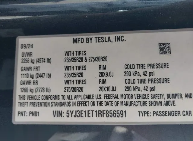 5YJ3E1ET1RF856591 2024 2024 Tesla Model 3- Performance 9