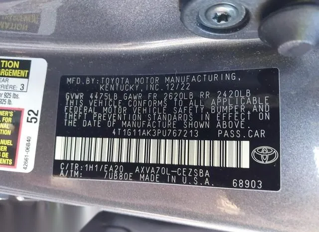 4T1G11AK3PU767213 2023 2023 Toyota Camry- SE 9