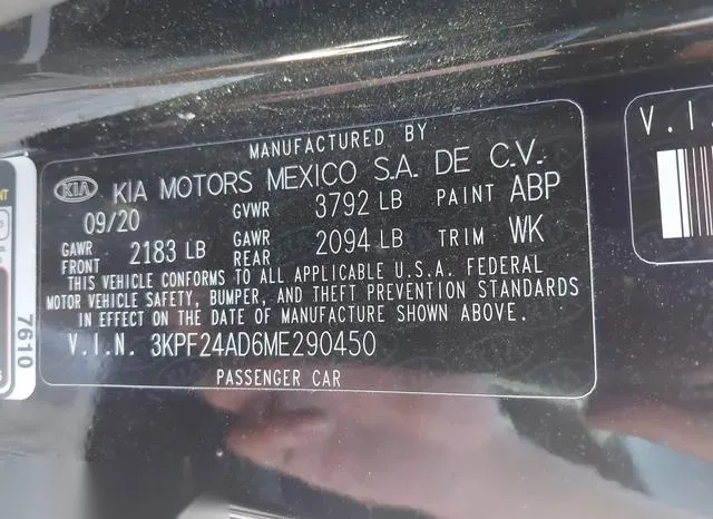 3KPF24AD6ME290450 2021 2021 KIA Forte- Lxs 9