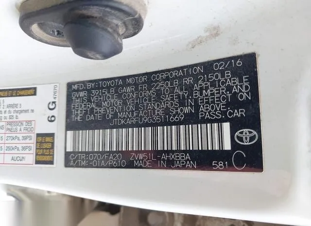 JTDKARFU9G3511669 2016 2016 Toyota Prius- Two Eco 9