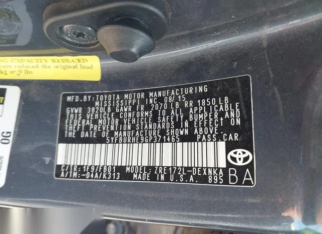 5YFBURHE9GP371465 2016 2016 Toyota Corolla- LE 9