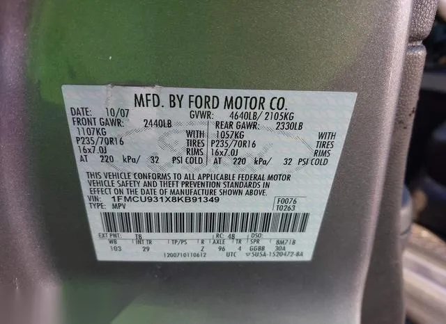 1FMCU931X8KB91349 2008 2008 Ford Escape- Xlt 9