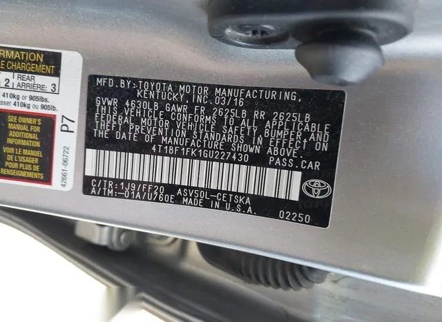 4T1BF1FK1GU227430 2016 2016 Toyota Camry- SE 9