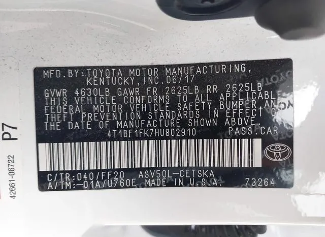 4T1BF1FK7HU802910 2017 2017 Toyota Camry- SE 9