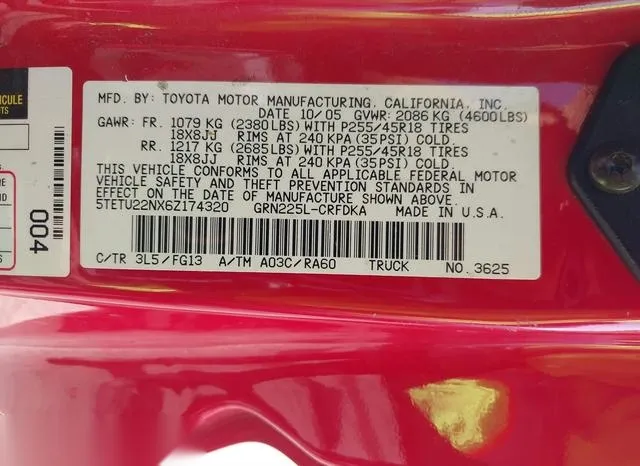 5TETU22NX6Z174320 2006 2006 Toyota Tacoma- V6 9