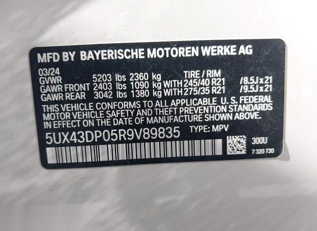 5UX43DP05R9V89835 2024 2024 BMW X3- Sdrive30I 9