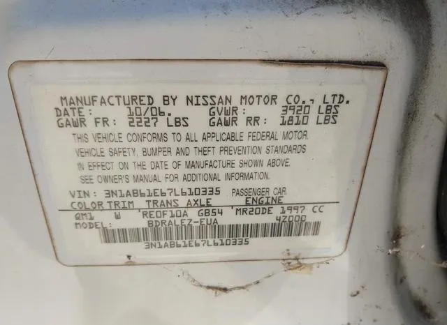 3N1AB61E67L610335 2007 2007 Nissan Sentra- 2-0S 9