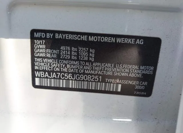 WBAJA7C56JG908251 2018 2018 BMW 5 Series- 530I Xdrive 9