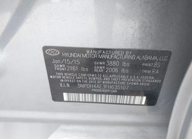 5NPDH4AE3FH635107 2015 2015 Hyundai Elantra- SE 9