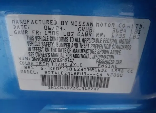 3N1CN8DV2RL912747 2024 2024 Nissan Versa- 1-6 S 9