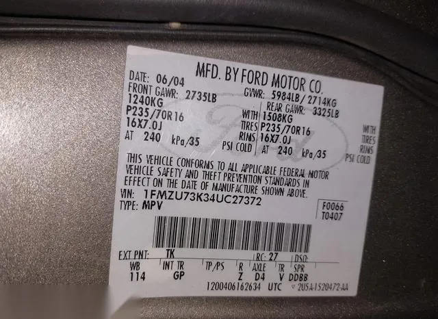 1FMZU73K34UC27372 2004 2004 Ford Explorer- Nbx/Xlt 9