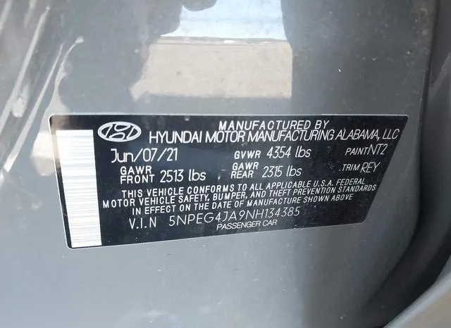 5NPEG4JA9NH134385 2022 2022 Hyundai Sonata- SE 9