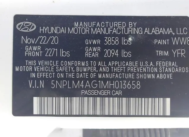 5NPLM4AG1MH013658 2021 2021 Hyundai Elantra- Sel 9