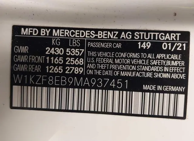 W1KZF8EB9MA937451 2021 2021 Mercedes-Benz E 350- 4Matic 9