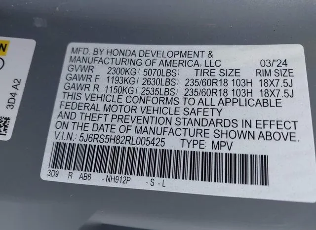 5J6RS5H82RL005425 2024 2024 Honda CR-V- Hybrid Sport-L 9