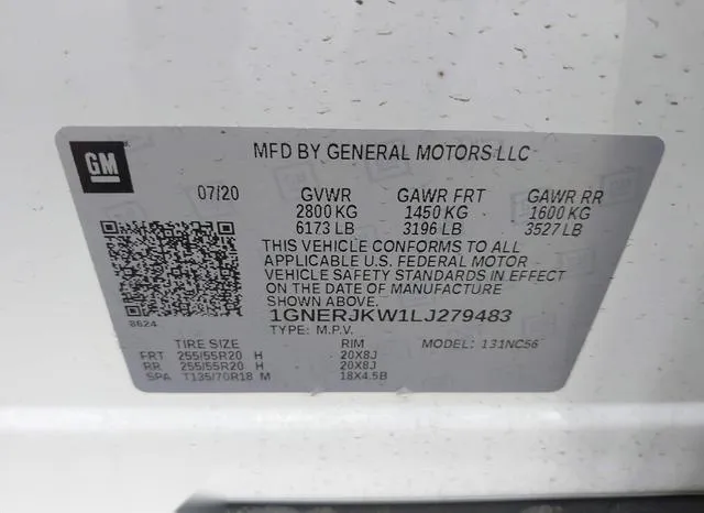 1GNERJKW1LJ279483 2020 2020 Chevrolet Traverse- Fwd Rs 9