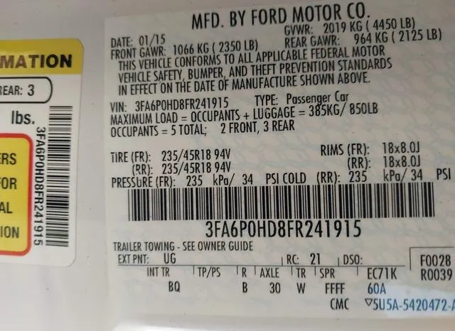 3FA6P0HD8FR241915 2015 2015 Ford Fusion- SE 9