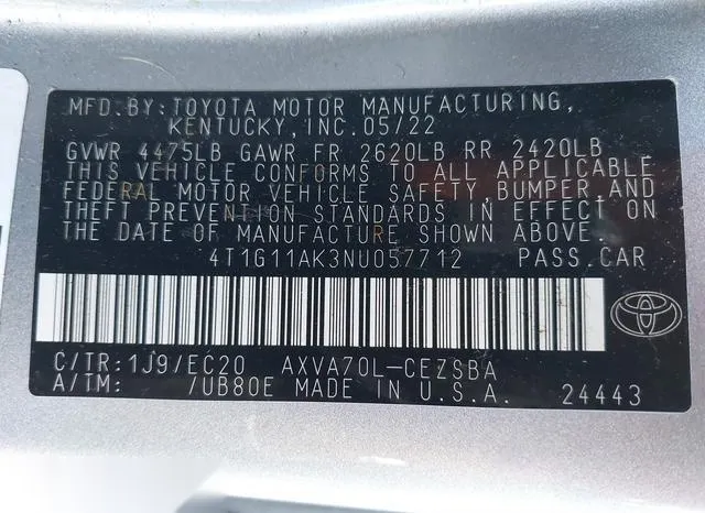 4T1G11AK3NU057712 2022 2022 Toyota Camry- Se Nightshade Edi 9