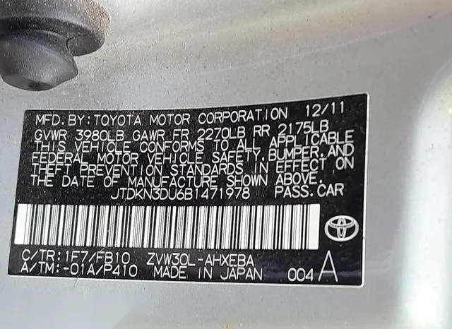 JTDKN3DU6B1471978 2011 2011 Toyota Prius- Two 9