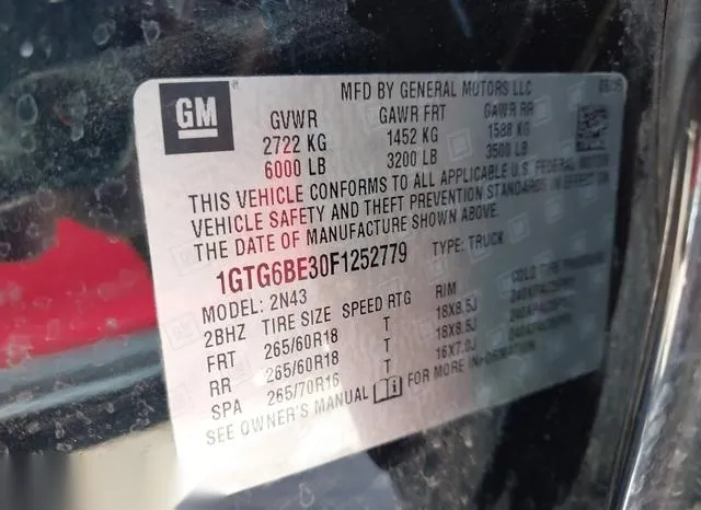 1GTG6BE30F1252779 2015 2015 GMC Canyon- Sle 9