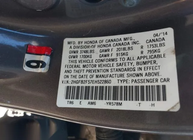 2HGFB2F57EH522860 2014 2014 Honda Civic- LX 9