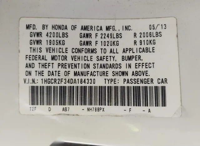 1HGCR2F34DA184330 2013 2013 Honda Accord- LX 9