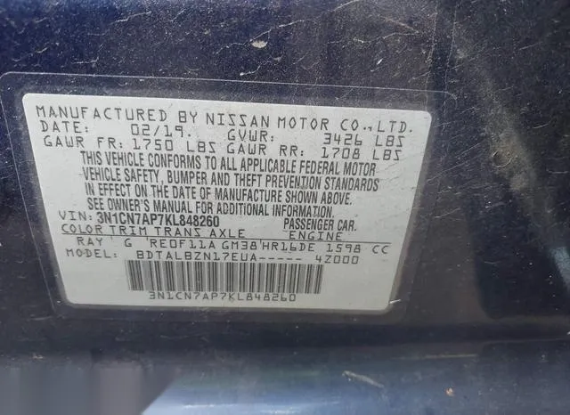 3N1CN7AP7KL848260 2019 2019 Nissan Versa- 1-6 SV 9