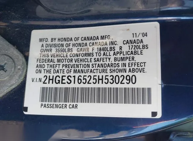 2HGES16525H530290 2005 2005 Honda Civic- LX 9