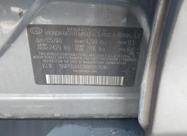 5NPEB4AC9BH087046 2011 2011 Hyundai Sonata- Gls 9