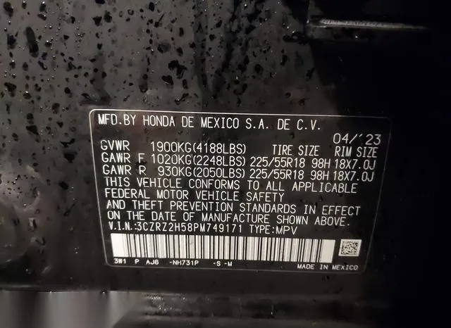 3CZRZ2H58PM749171 2023 2023 Honda HR-V- Awd Sport 9