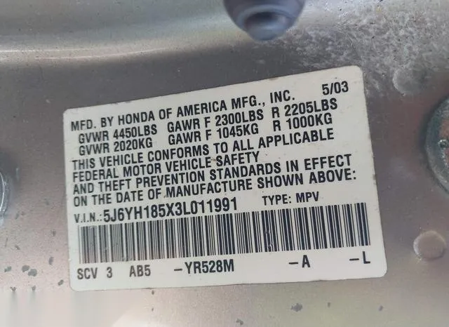 5J6YH185X3L011991 2003 2003 Honda Element- EX 9