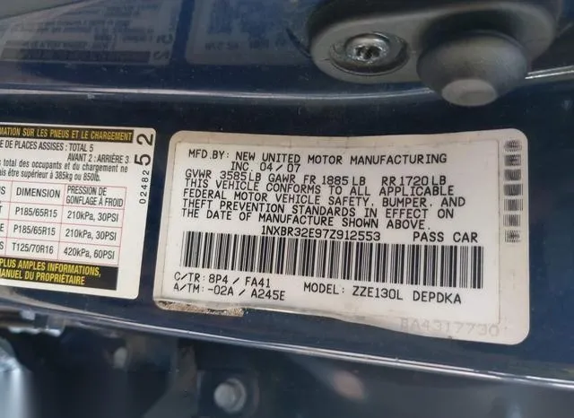 1NXBR32E97Z912553 2007 2007 Toyota Corolla- CE 9