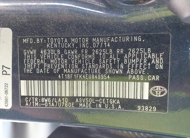 4T1BF1FK4EU849954 2014 2014 Toyota Camry- Xle 9