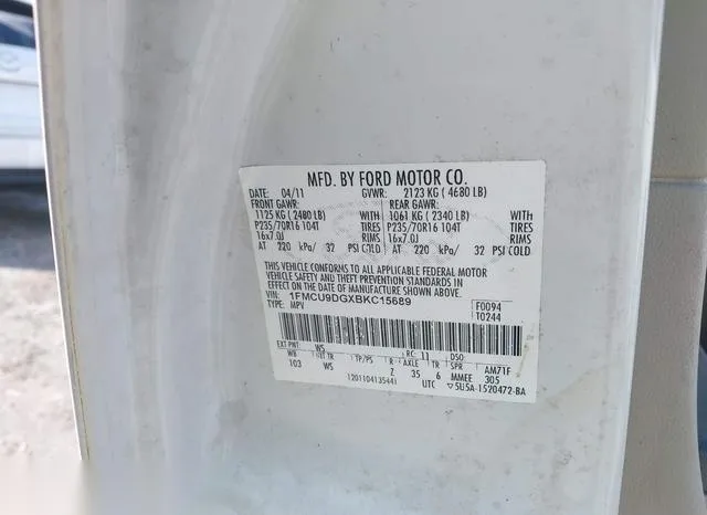 1FMCU9DGXBKC15689 2011 2011 Ford Escape- Xlt 9