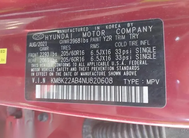 KM8K22AB4NU820608 2022 2022 Hyundai Kona- SE 9