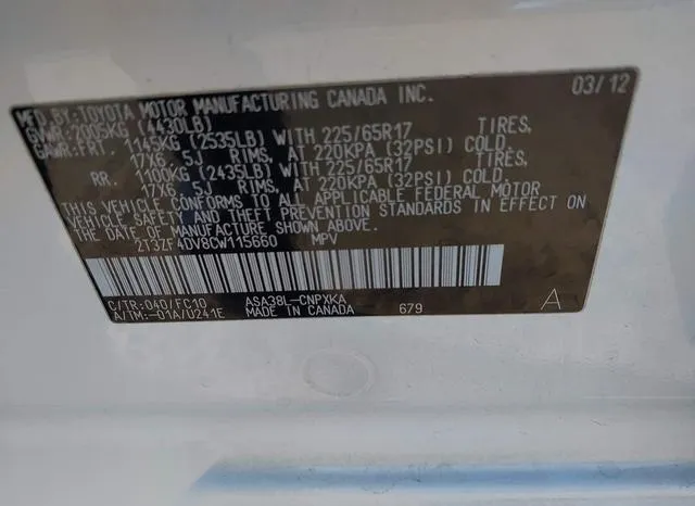 2T3ZF4DV8CW115660 2012 2012 Toyota RAV4 9